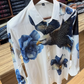 Men's Eagle & Blue Floral Rhinestone Print White Shirt