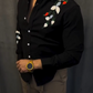 Men's Black Floral Embroidered Shirt