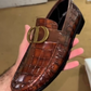 Men's Brown Crocodile Loafers