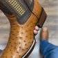 Men's Square Toe Ostrich Leather Cowboy Boots
