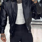 Men's PU Leather Elasticated Hem Jacket