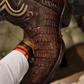 Men's Brown Pointed Toe Embroidered Boots