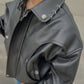 Men's PU Leather Elasticated Hem Jacket