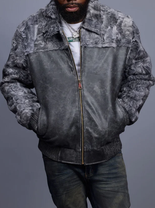 Men's Faux Fur Leather Jacket