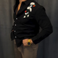 Men's Black Floral Embroidered Shirt