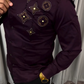 Men's Satin Gold Rhinestone Embellished Shirt