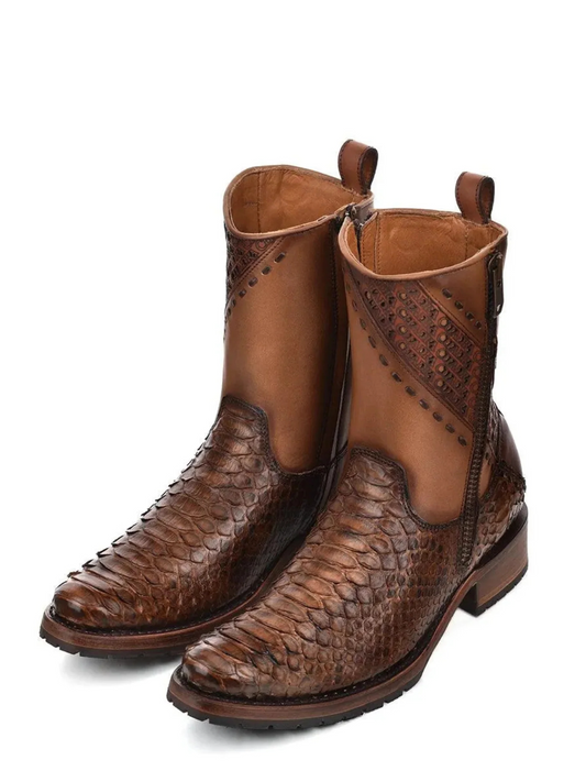Men's Soft Leather Mid-Calf Exotic Boots