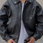 Men's PU Leather Elasticated Hem Jacket