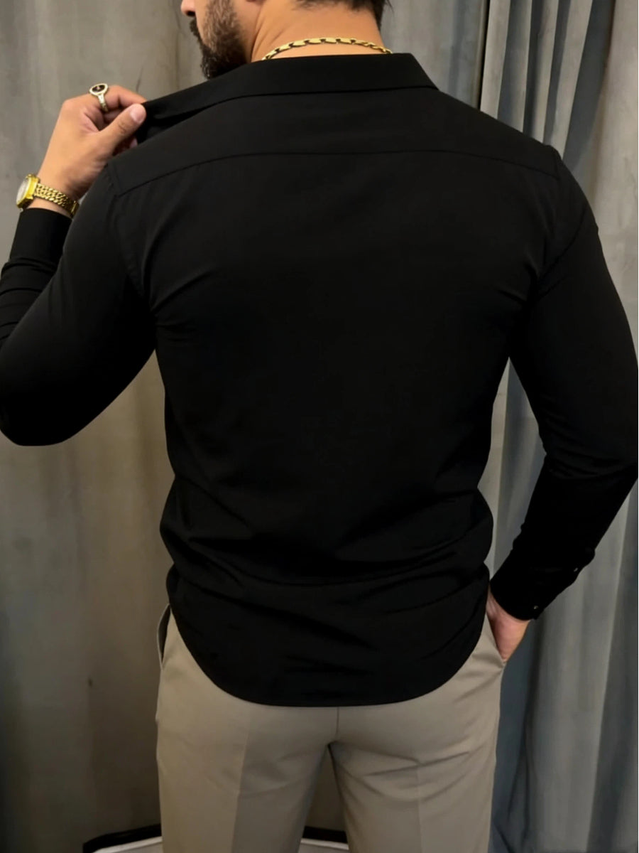 Men's Eagle Embroidered Long-Sleeve Shirt