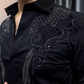 Men's Satin Embroidered Western Button Down Shirt