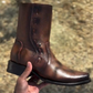 Narrow Square Toe Deerskin Cowboy Boots