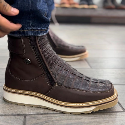 Men's Square Toe Leather Ankle Boots
