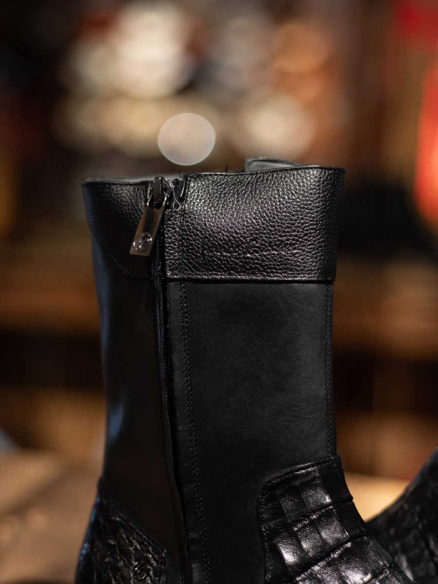 Caiman Zipper Round Toe Cowboy Boots