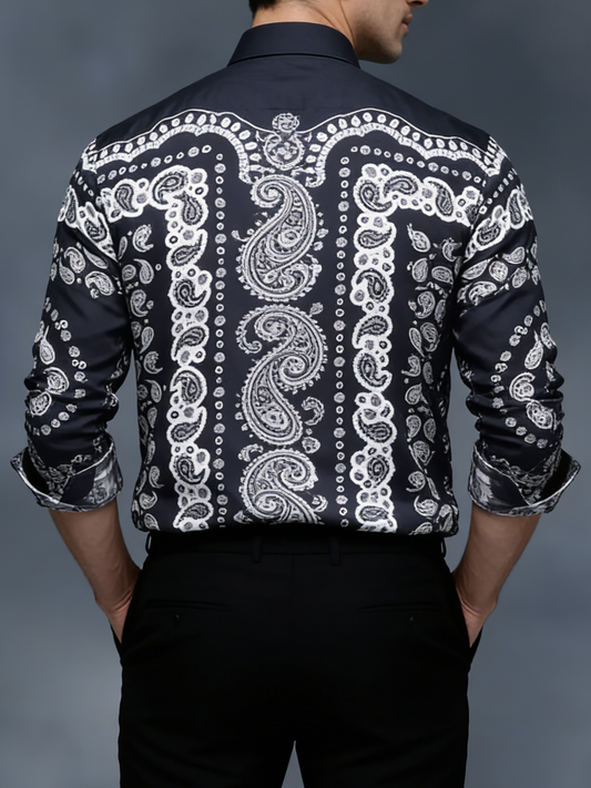 Men's Paisley Print Long Sleeve Shirt