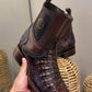 Men's Crocodile Pointed-Toe Ankle Boots