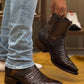 Men's Crocodile Pointed-Toe Ankle Boots