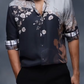 Men's Two-Tone Floral Print Long Sleeve Shirt