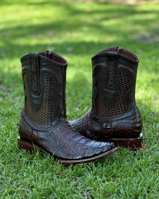 Men's Crocodile Leather Braided Cowboy Boots