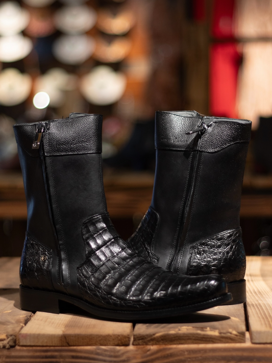 Caiman Zipper Round Toe Cowboy Boots