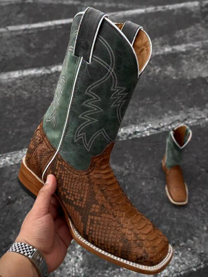 Square-Toe Authentic Porto Python Boots