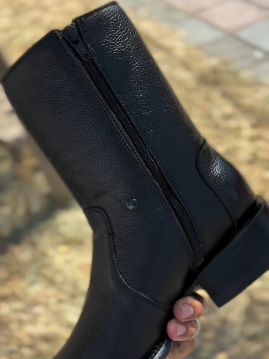 Narrow Square Toe Deerskin Cowboy Boots