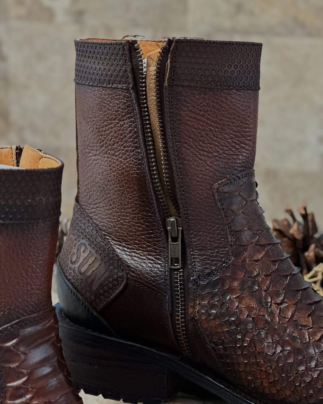 Handmade Crocodile Leather Ankle Boots