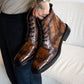 Brown Croco Leather Boots