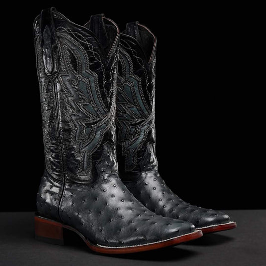(⏰New Arrivals Promotion $20 OFF)Gray Ostrich Square Toe Boots