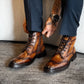 Brown Croco Leather Boots