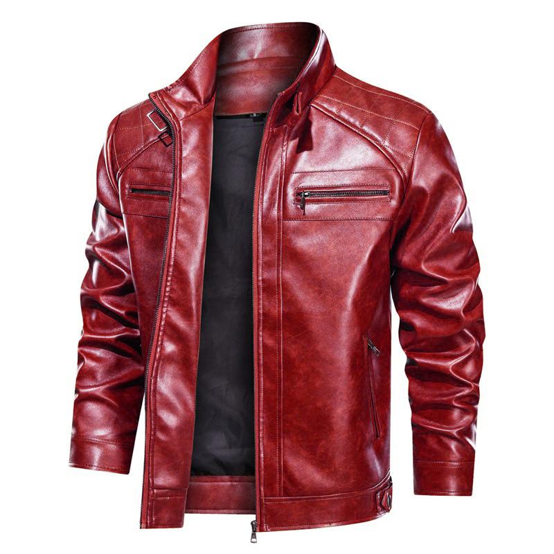 Men's Stand Collar Leather Jacket