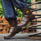 Vintage Metal Buckle Side Zipper Boots