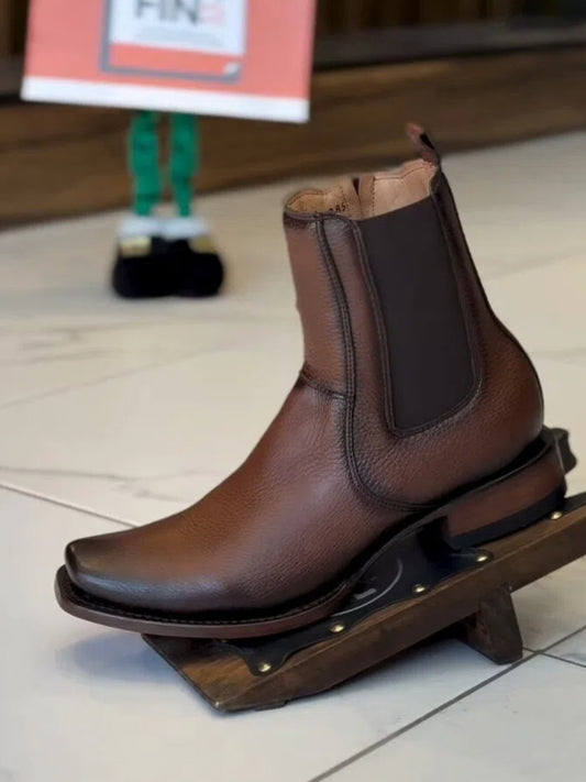 Brown Deerskin Ankle Boots