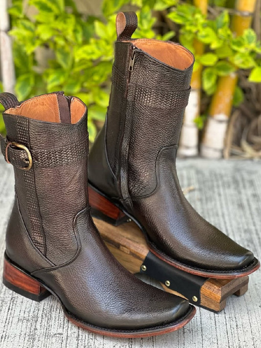 Men's Coffee Narrow Square Toe Cowboy Boots