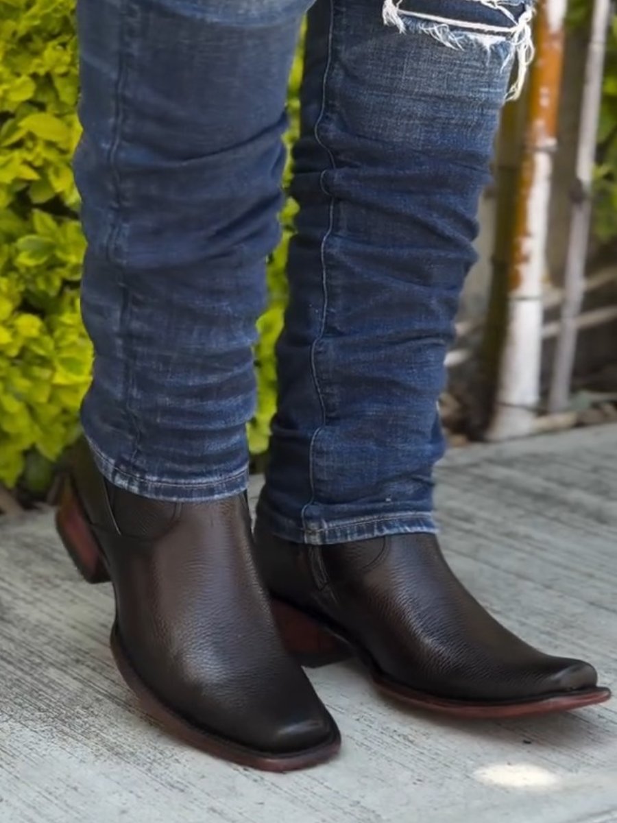 Men's Coffee Narrow Square Toe Cowboy Boots