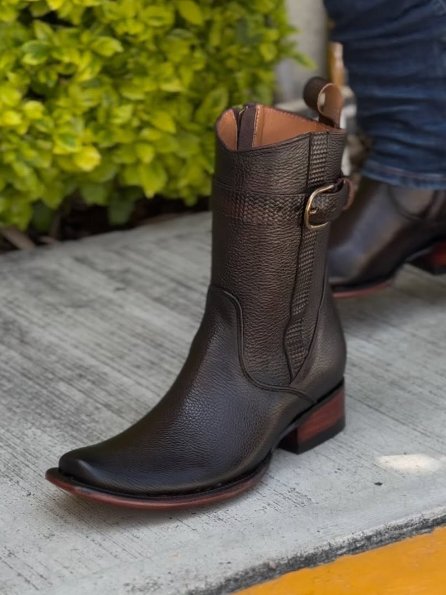 Men's Coffee Narrow Square Toe Cowboy Boots