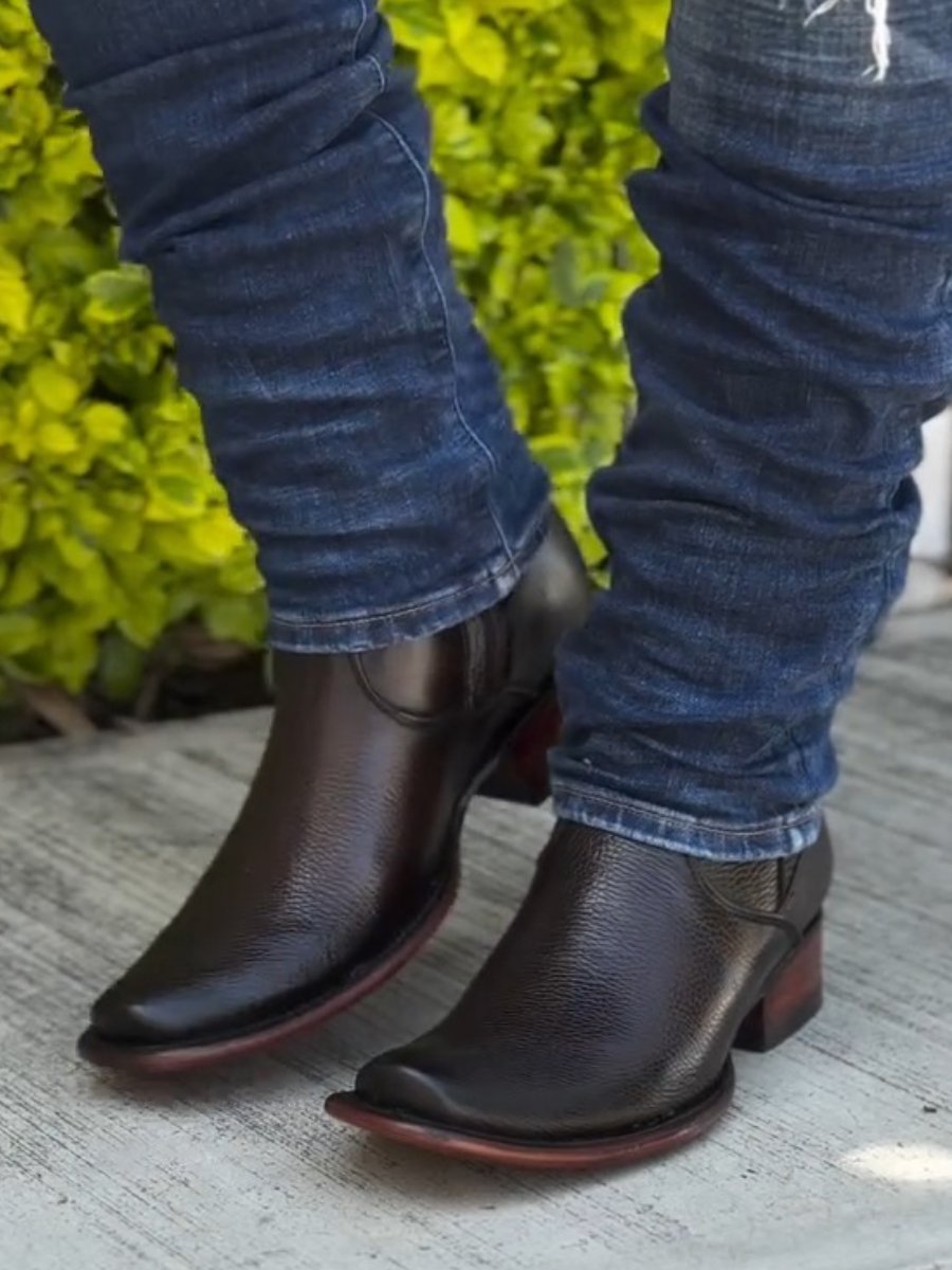 Men's Coffee Narrow Square Toe Cowboy Boots