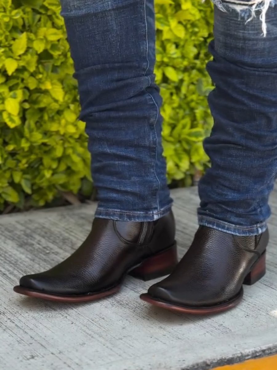 Men's Coffee Narrow Square Toe Cowboy Boots