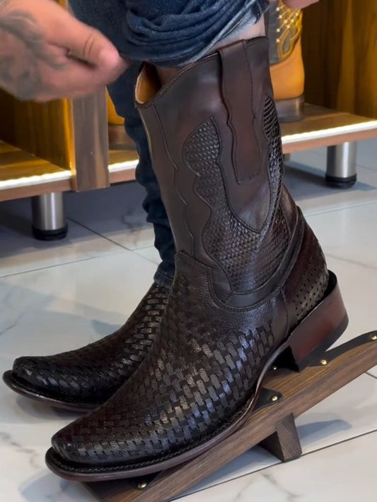 Men's Braided Western Cowboy Boots