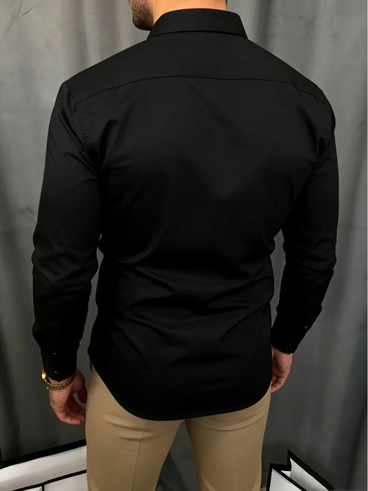 Men's Satin Flying Eagle Rhinestone Embellished Shirt